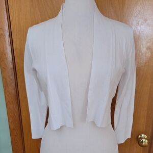 NWT Calvin Klein Cropped Open-Front Three-Quarter Sleeve Cardigan White Size S